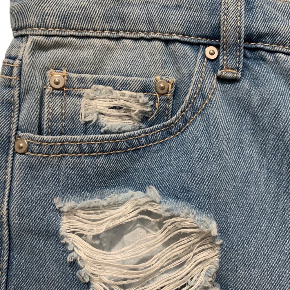Indigo Rain Jean Shorts High Rise Cutoffs Distressed Juniors 7/27 - Picture 4 of 10
